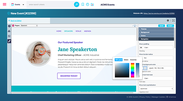 Aventri Website Builder